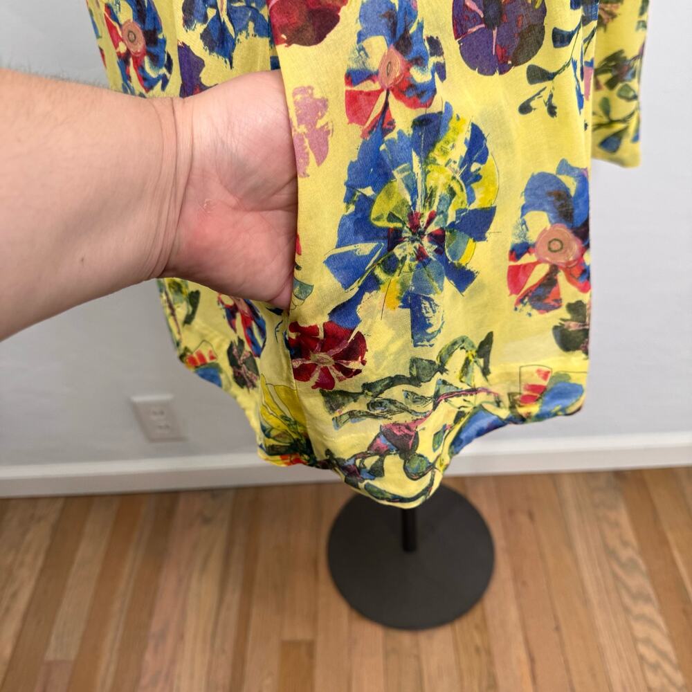 Vanessa Virginia Painterly Keyhole Dress Yellow Floral Anthro Boho Beach Size 14 - Picture 4 of 7